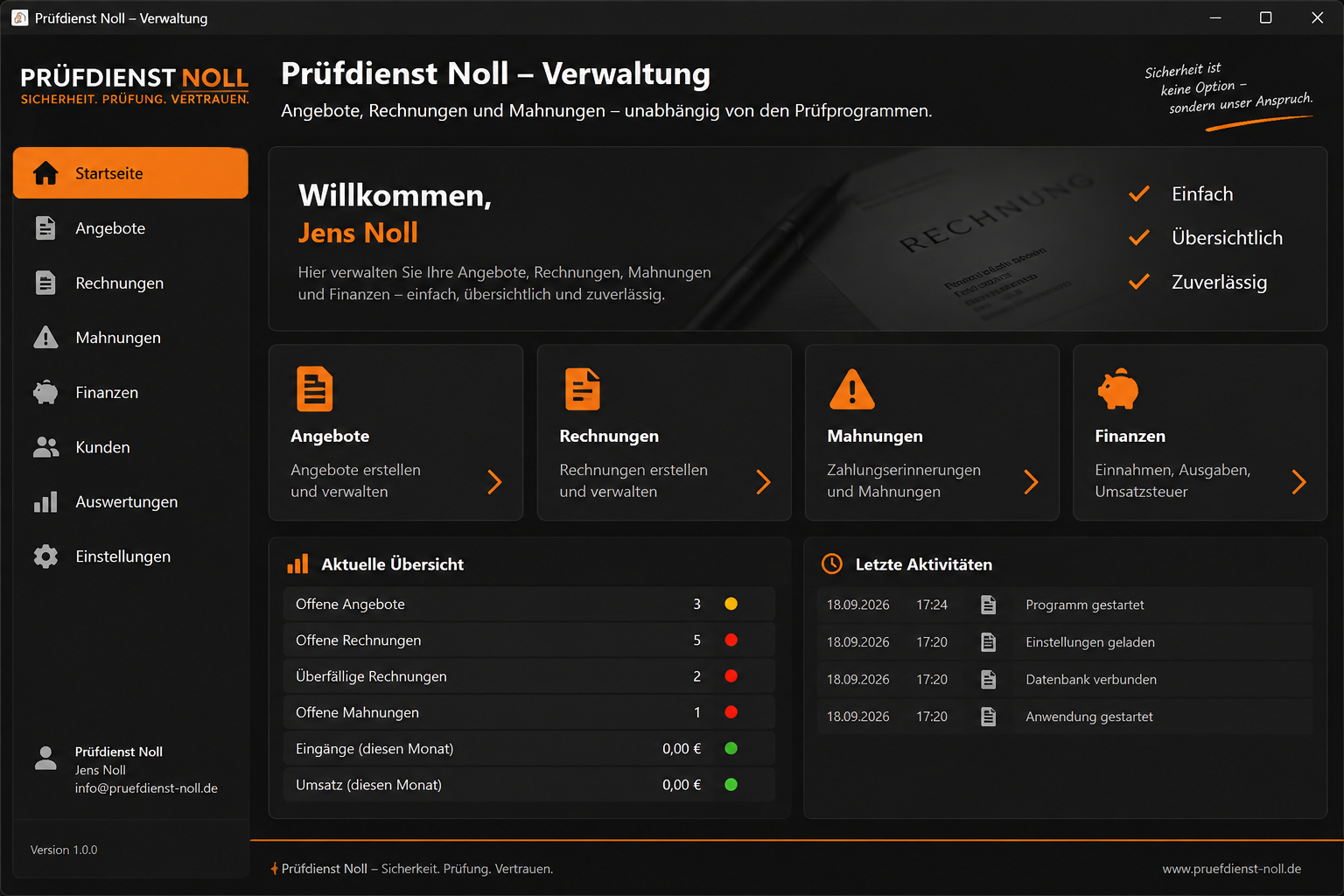 Prüfdienst Noll Verwaltungssoftware